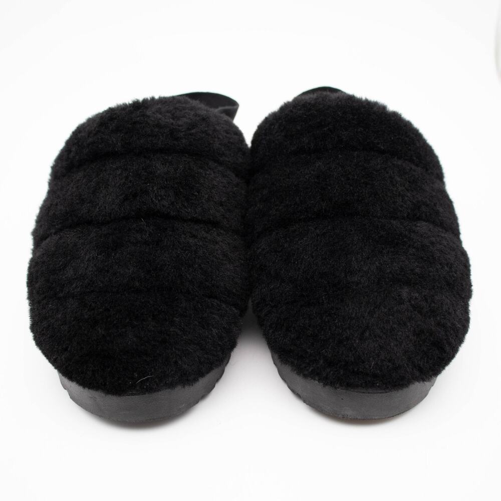 UGG Australia Womens SIZE 7 Super Fluff Black Shearling Slingback Slippers Shoes - Picture 3 of 6